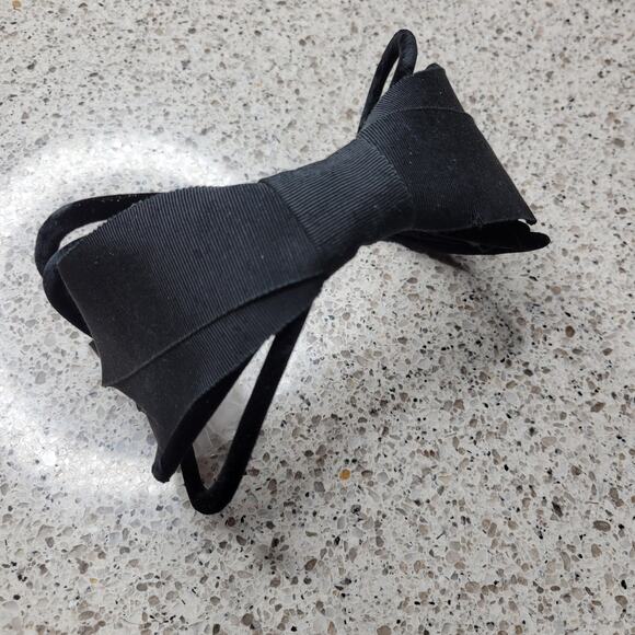 Vintage Accessories - VTG MCM Wired Velvet Bow Headband Formal Crown Hat Headpiece 50s 60s Elegant